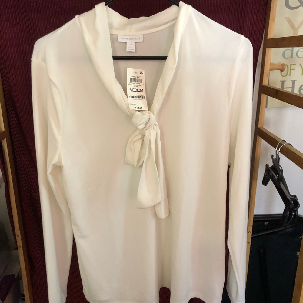Charter Club,cloud white blouse size M